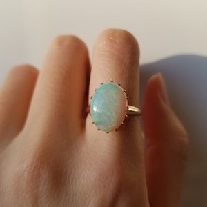 Antique vintage victorian 14k gold opal ring